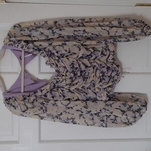 NWT FREE PEOPLE LILAC COMBO BLOUSE SZ L.